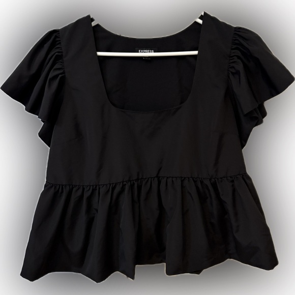 Express Black Puff Sleeve Blouse - Picture 4 of 7
